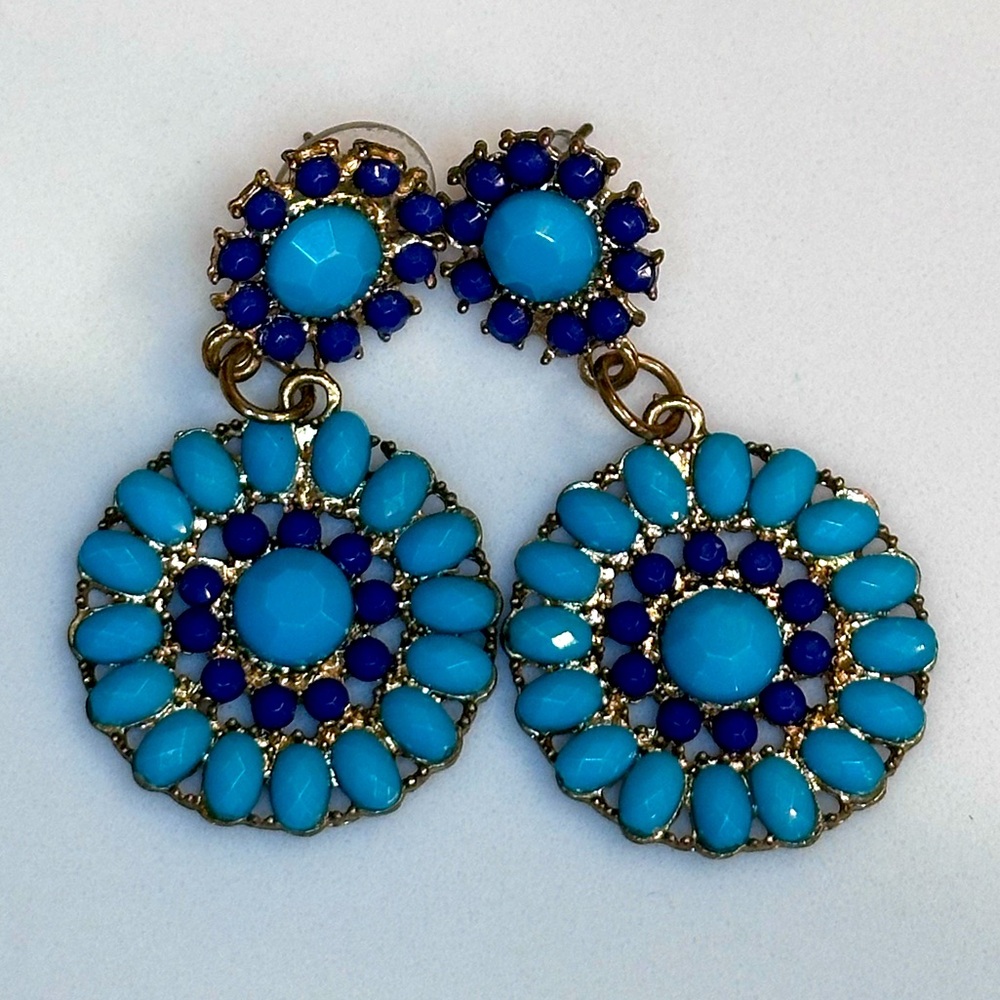 Blue Dangle Drop Earrings